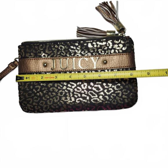 Juicy Couture Women's Black and Gold Leopard Print Wristlet Clutch Size Small - Picture 5 of 6